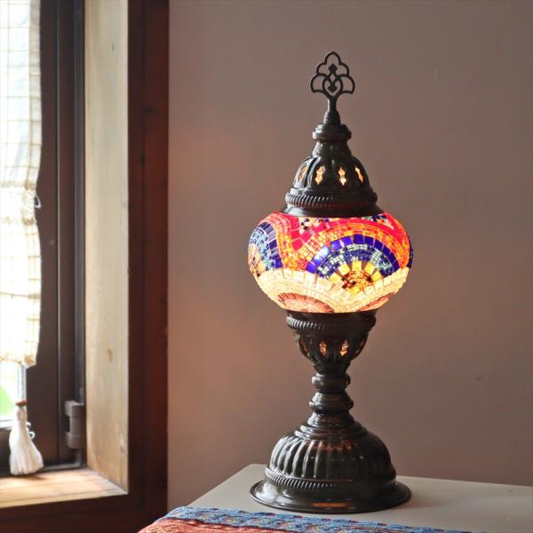 トルコランプ モザイクテーブルランプ 直径13cm 全高36cm ミックスカラー