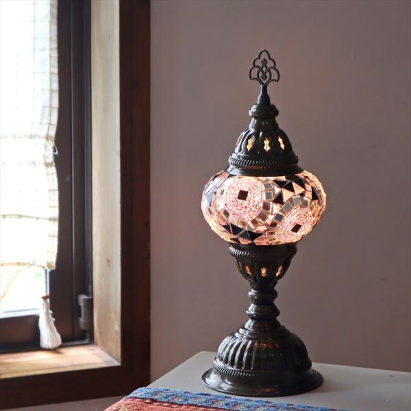 トルコランプ モザイクテーブルランプ 直径13cm 全高36cm パープル