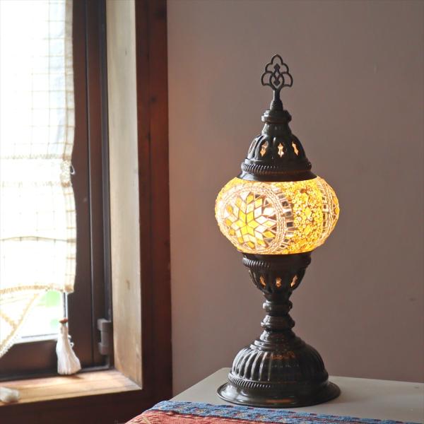 トルコランプ モザイクテーブルランプ 直径13cm 全高36cm イエロー