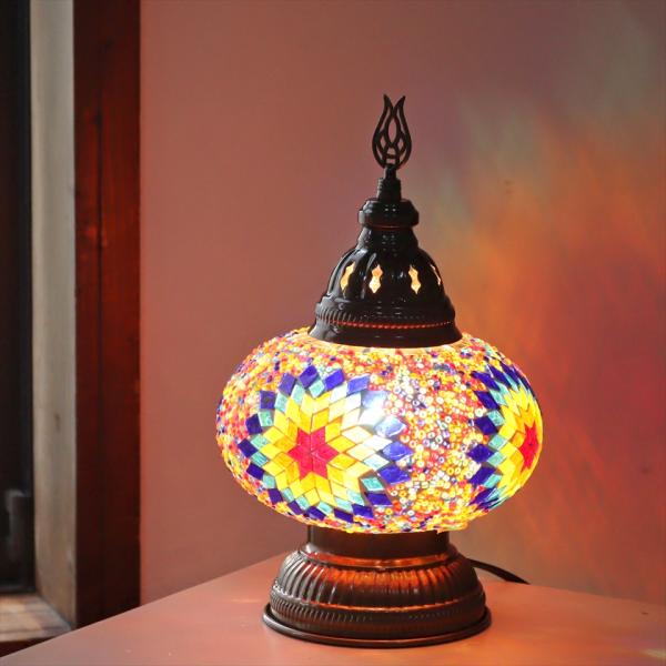 トルコランプ モザイクテーブルランプ 直径16cm 高さ27cm ミックスカラー