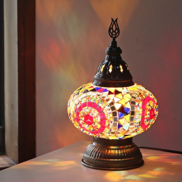 トルコランプ モザイクテーブルランプ 直径16cm 高さ27cm ミックスカラー
