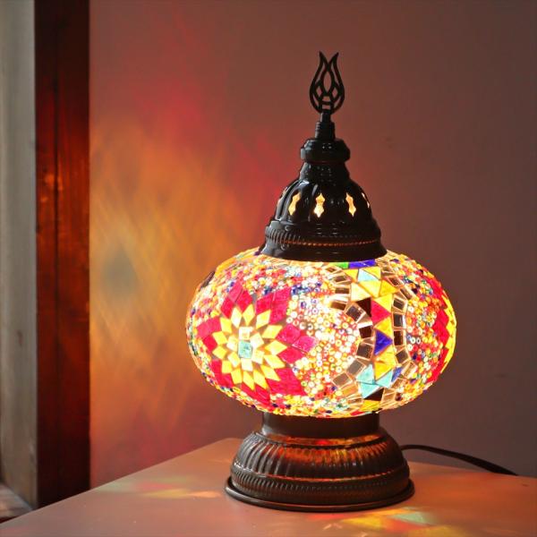トルコランプ モザイクテーブルランプ 直径16cm 高さ27cm ミックスカラー