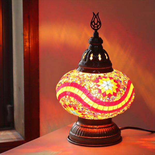 トルコランプ モザイクテーブルランプ 直径16cm 高さ27cm ミックスカラー