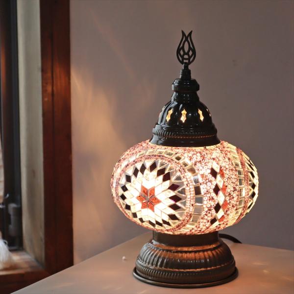 トルコランプ モザイクテーブルランプ 直径16cm 高さ27cm パープル
