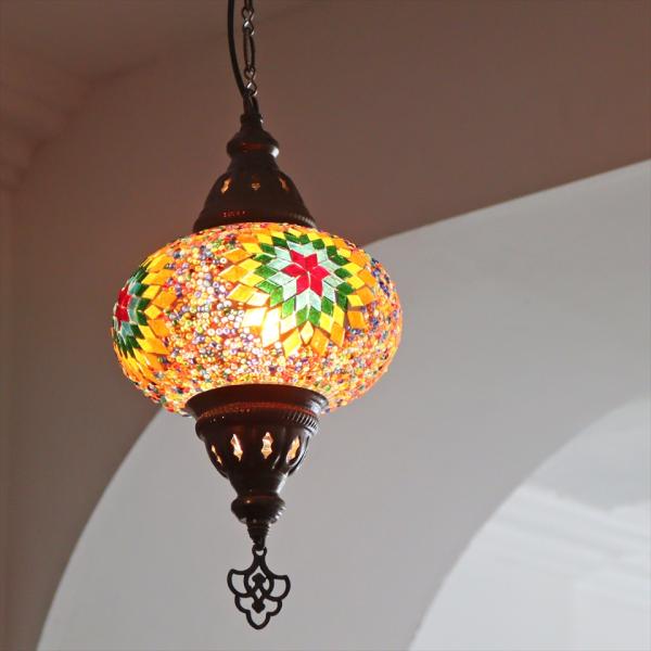 トルコランプ モザイクランプ ペンダントランプ 直径16cm H70cm ミックスカラー