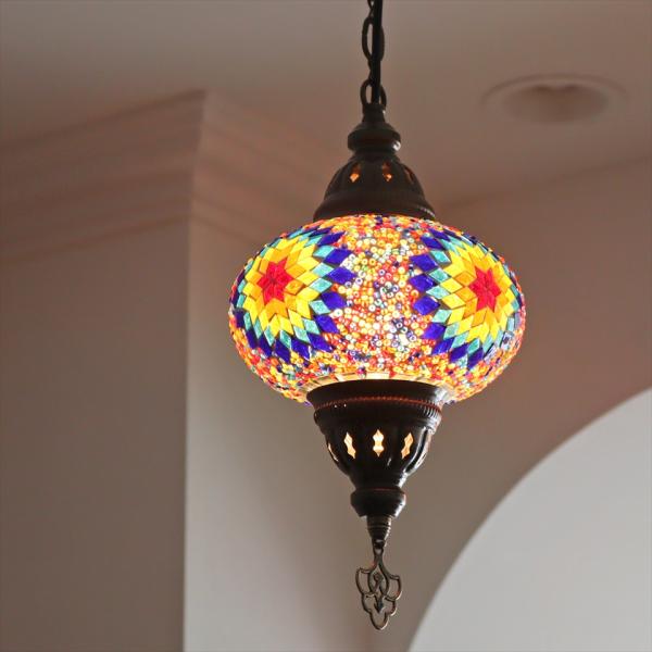 トルコランプ モザイクランプ ペンダントランプ 直径16cm H70cm ミックスカラー