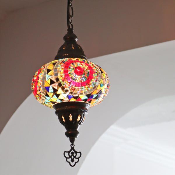トルコランプ モザイクランプ ペンダントランプ 直径16cm H70cm ミックスカラー