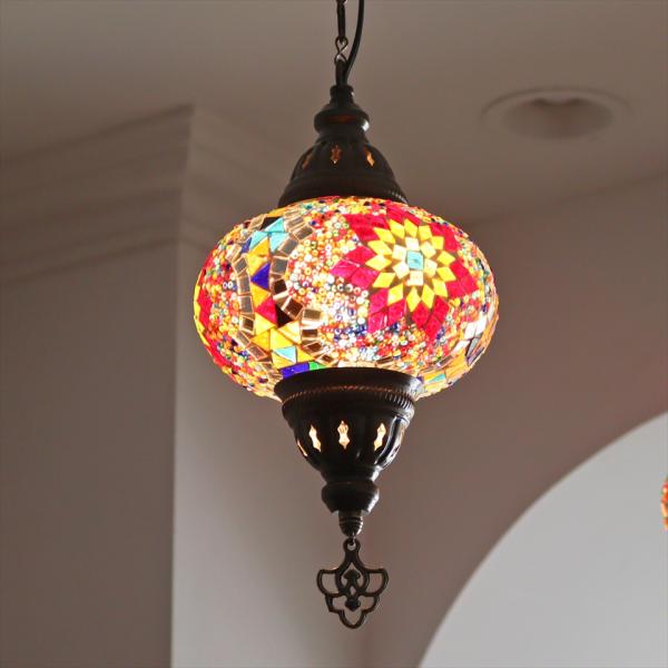 トルコランプ モザイクランプ ペンダントランプ 直径16cm H70cm ミックスカラー