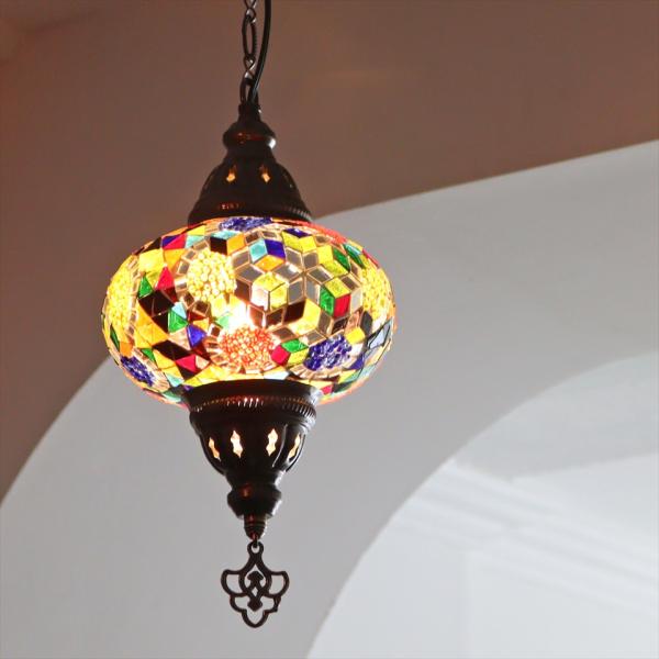 トルコランプ モザイクランプ ペンダントランプ 直径16cm H70cm ミックスカラー