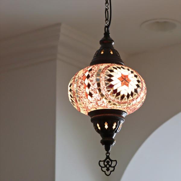 トルコランプ モザイクランプ ペンダントランプ 直径16cm H70cm パープル