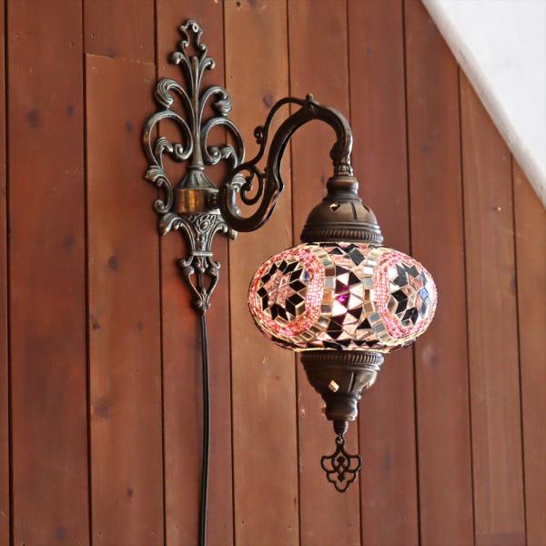 トルコランプ モザイクランプ ウォールランプ 全高50cm パープル ブラケットライト