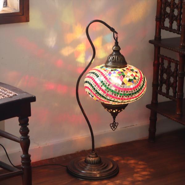 トルコランプ モザイクスタンドランプ ハンギング 全高62cm ガラス直径24cm ミックスカラー
