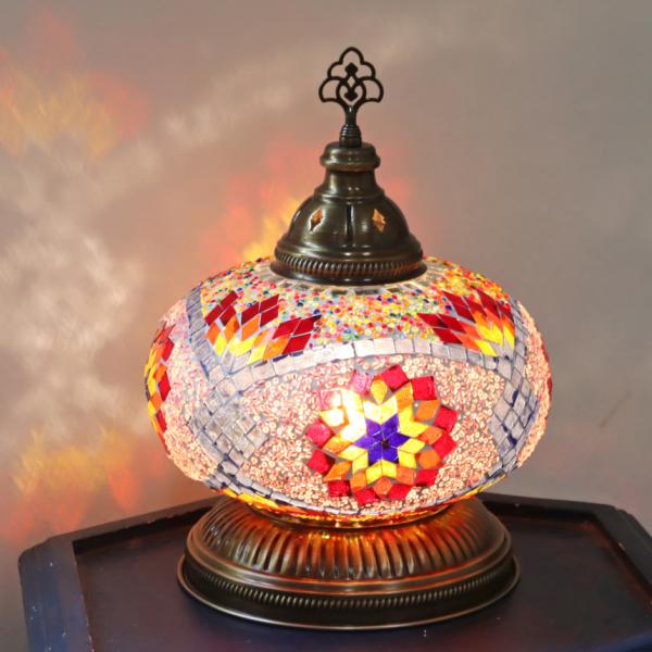 トルコランプ モザイクランプ テーブルランプ 全高33cm 直径24cm ピンク/カラフル E17