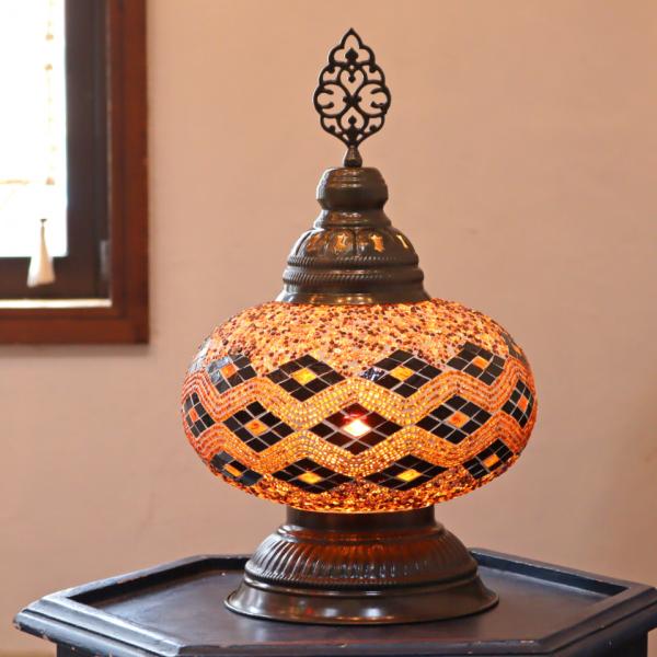 トルコランプ モザイクランプ テーブルランプ 全高39cm 直径24cm アンバー