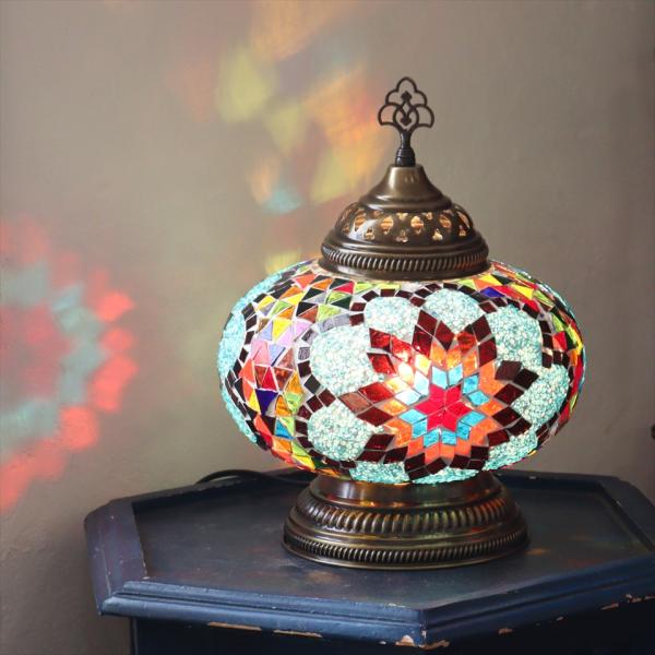 トルコランプ モザイクランプ テーブルランプ 全高32cm 直径24cm ミックスカラー