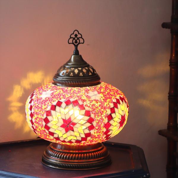 トルコランプ モザイクランプ テーブルランプ 全高32cm 直径24cm オレンジ
