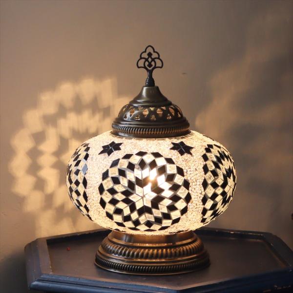 トルコランプ モザイクランプ テーブルランプ 全高32cm 直径24cm ホワイト