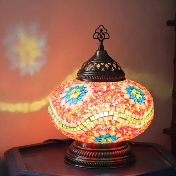 トルコランプ モザイクランプ テーブルランプ 全高32cm 直径24cm オレンジ