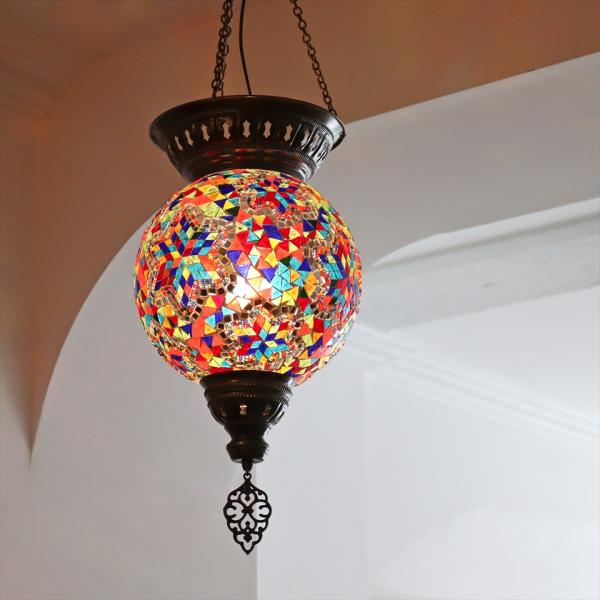 トルコランプ モザイクランプ 全高92cm 直径25cm ボール型 ミックスカラー 大型パレスランプ
