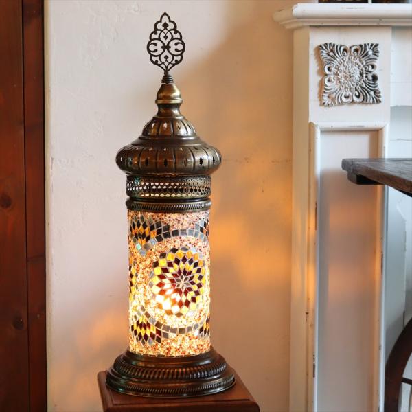トルコランプ モザイクスタンドランプ シリンダー 全高60cm アンバー
