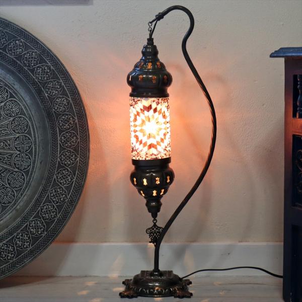 トルコランプ モザイクスタンドランプ シリンダー 高さ57cm ハンギング パープル/ピンク E17...