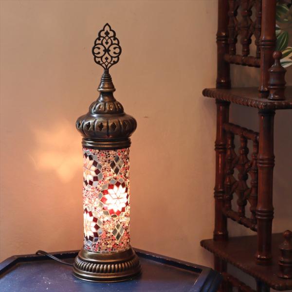 トルコランプ モザイクスタンドランプ シリンダー 全高42cm ピンク