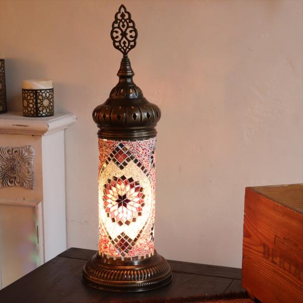 トルコランプ モザイクスタンドランプ シリンダー 全高53cm パープル