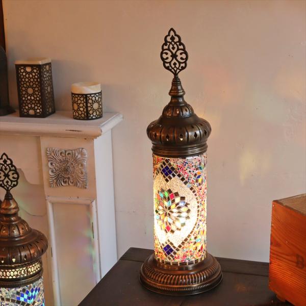 トルコランプ モザイクスタンドランプ シリンダー 全高53cm ミックスカラー
