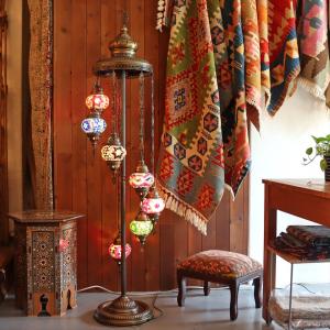 トルコランプ モザイクランプ シャンデリア 7灯 螺旋 全高126cm 直径