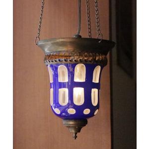 アンティークガラスのトルコランプブルー E14 10W 白熱球付き