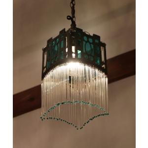 トルコランプ キューブグリーンガラス/ストローランプ