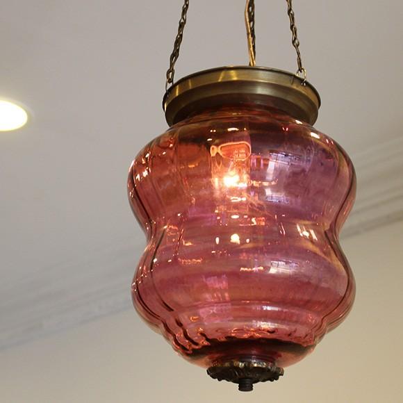 アンティークガラスのトルコランプ ローズピンク