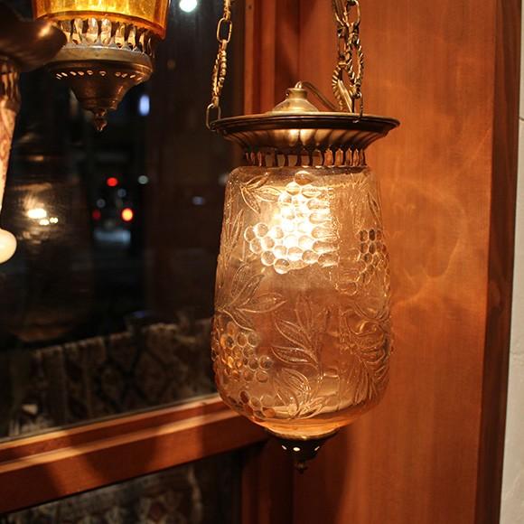 アンティークガラスのトルコランプ サーモンピンク