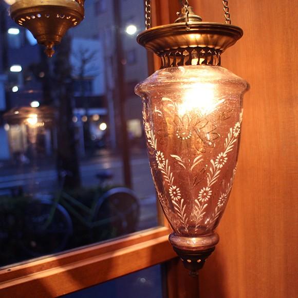 アンティークガラスのトルコランプ パープル 灯具別売り