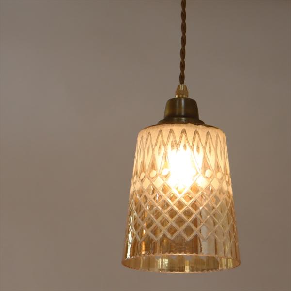 ガラスシェード ガラスペンダントランプ 1灯カリス　ゴールドラスター　グラビュール コロニアル様式　...