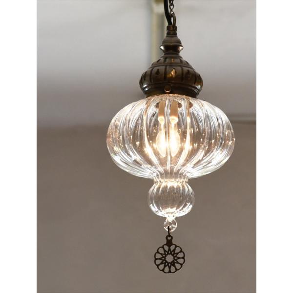 オットマンクラシック　ペンダントランプ1灯ガラスシェード クリア トルコランプ　レトロ