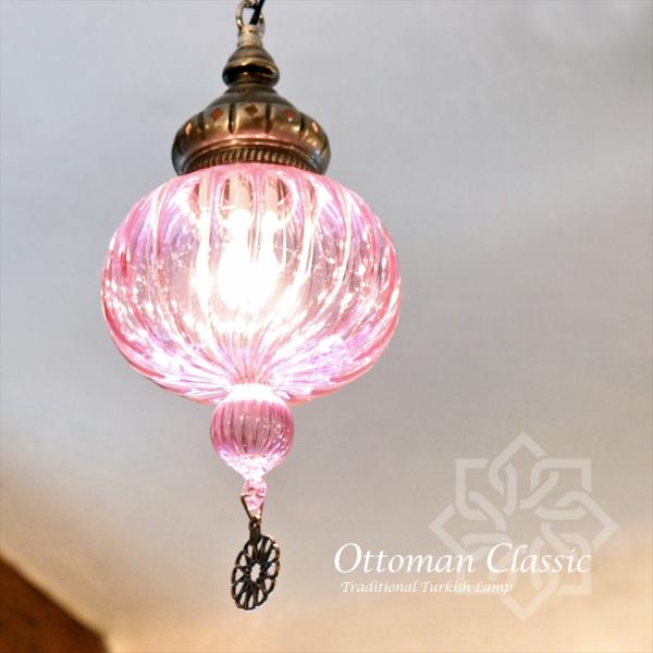 オットマンクラシックガラスシェードランプ 直径15cm 全長70cmペンダントライト 1灯 /フュー...