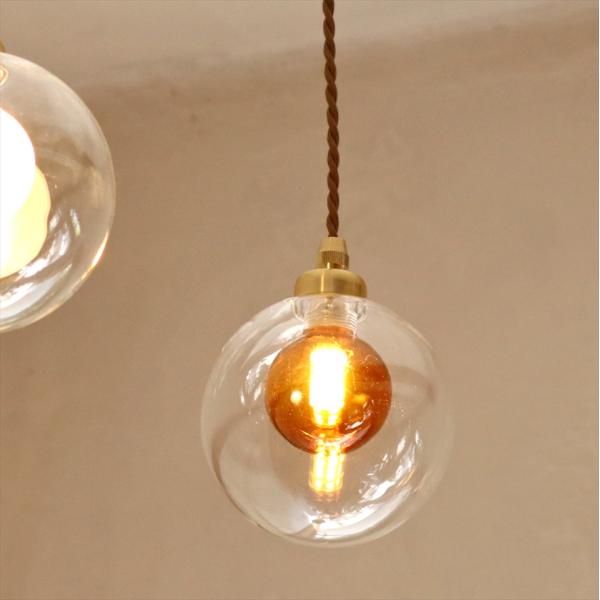 レトロ　ガラスペンダントランプ 1灯 二重のガラス球 Balon バロンアンバー G9/LED電球付...