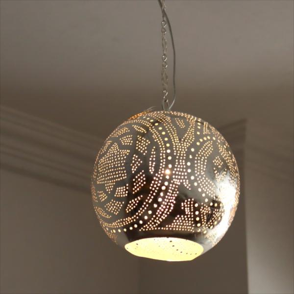 モロッコランプ メタルシェードランプ　ラウンド形 φ22cm　エジプト製　ハンドメイド