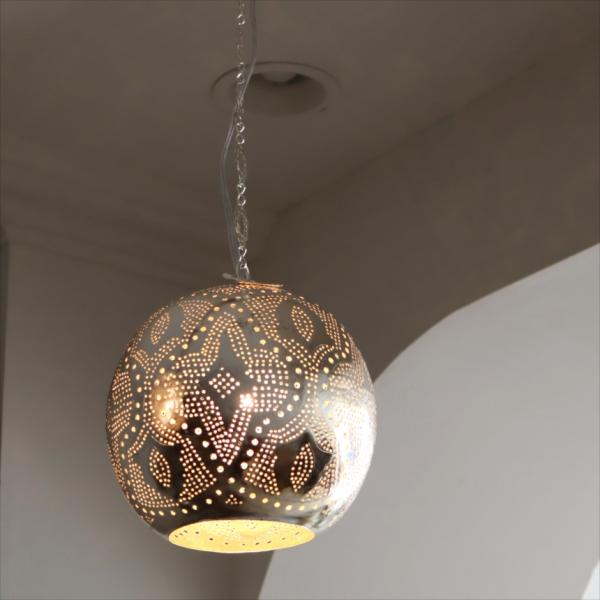 モロッコランプ メタルシェードランプ　ラウンド形 φ22cm　エジプト製　ハンドメイド