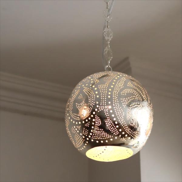 モロッコランプ メタルシェードランプ　ラウンド形 φ22cm　エジプト製　ハンドメイド