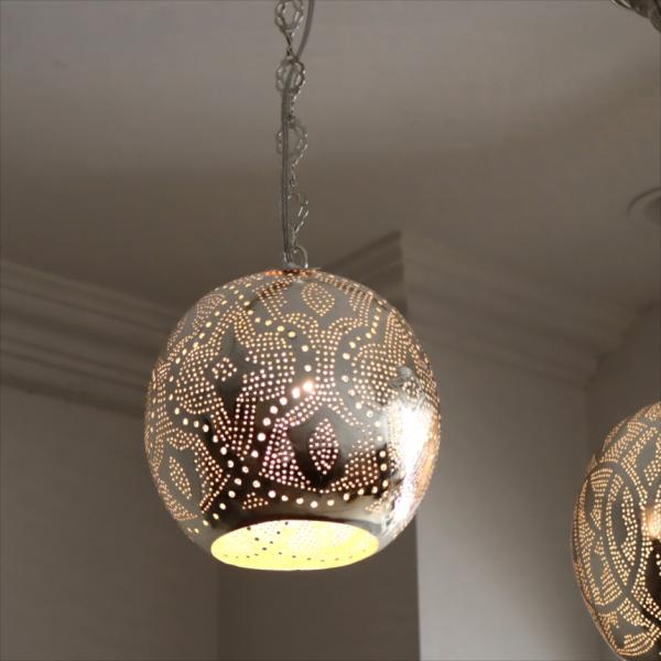 モロッコランプ メタルシェードランプ　ラウンド形 φ22cm　エジプト製　ハンドメイド