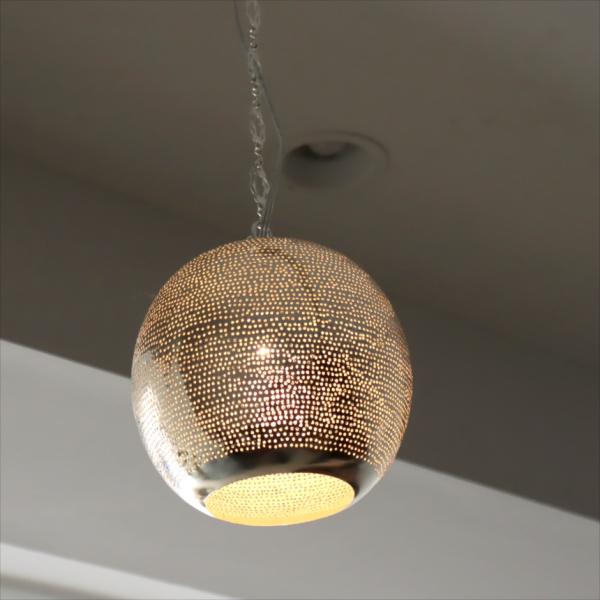 モロッコランプ メタルシェードランプ　ラウンド形 φ22cm　エジプト製　ハンドメイド