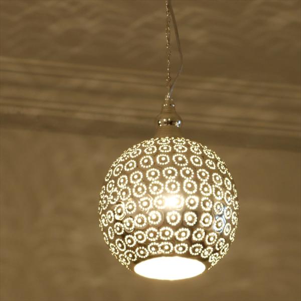 モロッコランプ メタルシェードランプ　ラウンド形 φ22cm　エジプト製　ハンドメイド