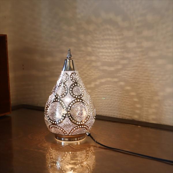 メタルシェードランプ　スタンドランプドロップ形 高さ31cm　エジプト製ハンドメイド