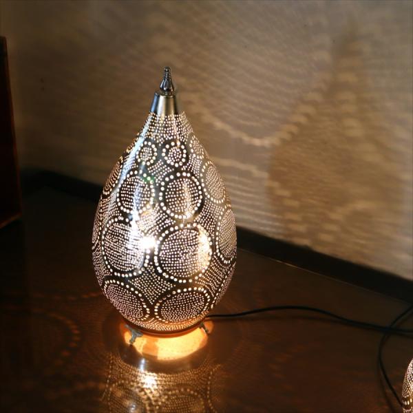 メタルシェードランプ　スタンドランプドロップ形　高さ39cm　エジプト製　ハンドメイド