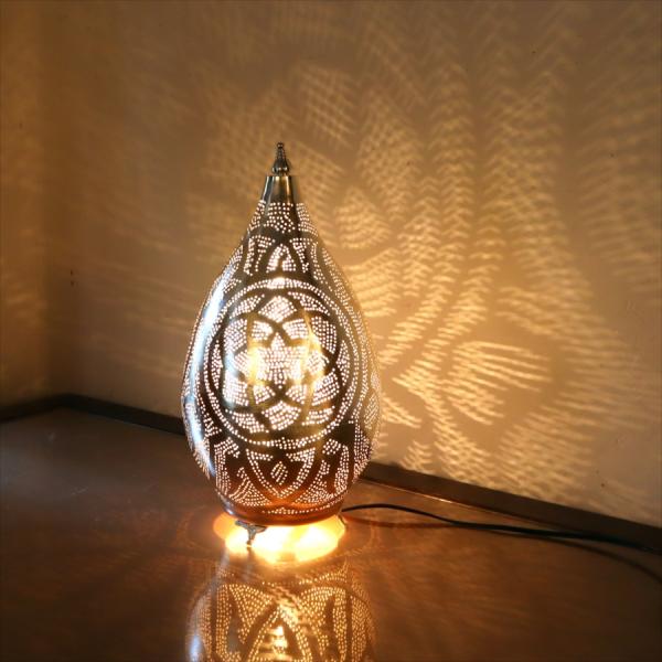 メタルシェードランプ　スタンドランプドロップ形　高さ39cm　エジプト製　ハンドメイド