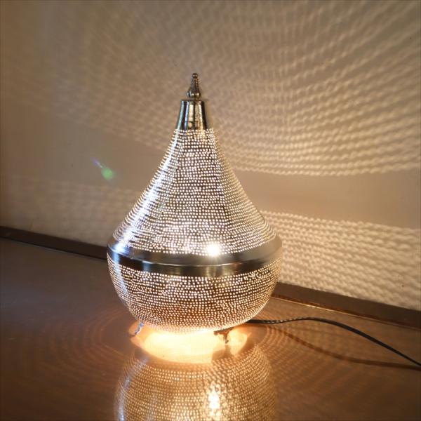 メタルシェードランプ　スタンドランプタジン形　高さ30cm　ドット　エジプト製