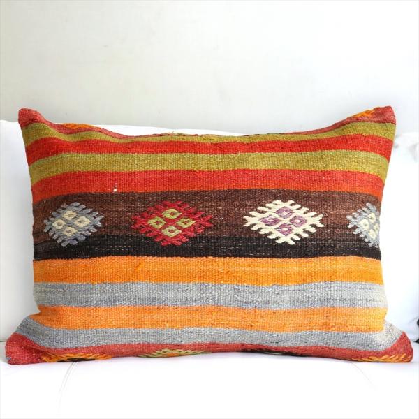 オールドキリムクッション 長方形ビッグピロー Turkish Old Kilim Cushion 7...