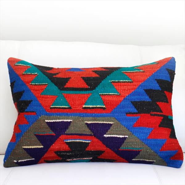 オールドキリムクッションカバー 長方形 枕型ビッグピロー Lumbar Pillow 60x40cm...